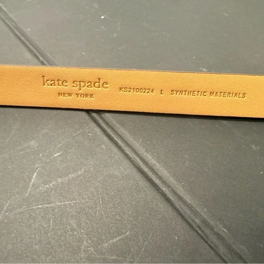 Kate Spade NY Bow Leather Belt Calfskin Leather Size Large Riverside Blue NWT